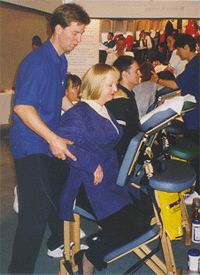 Seated chair massage at an exhibition