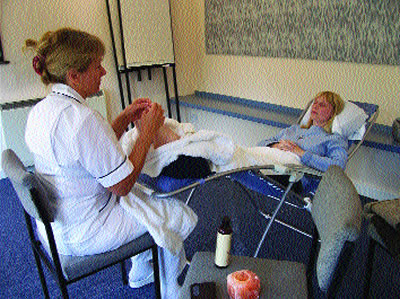 Patient receiving reflexology