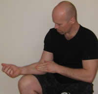 Dry massage creates deep tissue separation in forearm