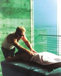 Esalen massage practitioners David Streeter and Vicki Topp in the Esalen Baths