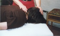 Receiving treatment on the neck