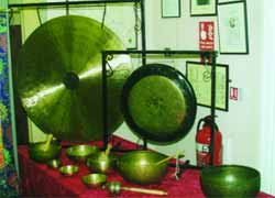 A selection of ancient Chinese gongs and bowls