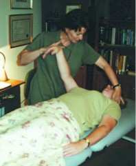 Figure 2 Susan McCrossin muscle testing neurological functioning during LEAP assessment