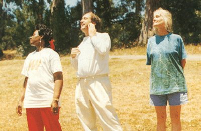 Meir and students practising sunning