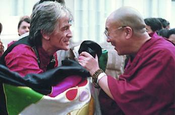 Shantam Dheeraj, founder of Tibetan Pulsing Healing and the Dalai Lama pictured here when they met in India in 1994