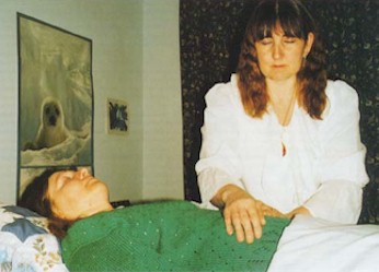 The author practising Reiki