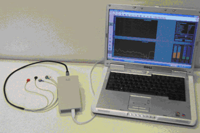 The pocket EEG software loads easily onto a laptop computer and the EEG module is plugged into one of the USB ports as shown in Figure 4.