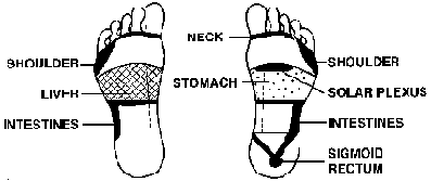 Reflexes in the feet that revealed sensitivity: Irritable Bowel Syndrome