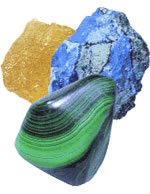 Yellow Beryl, Chrysocolla and Malachite