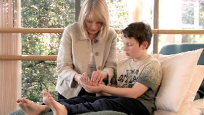 A child learns reflexology