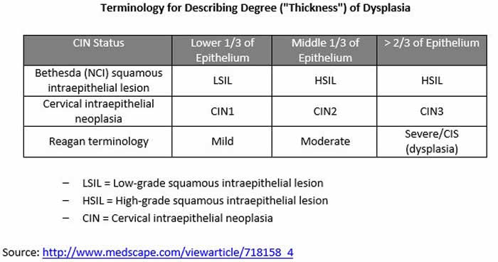 Terminology for describing Degree of Dysplsia