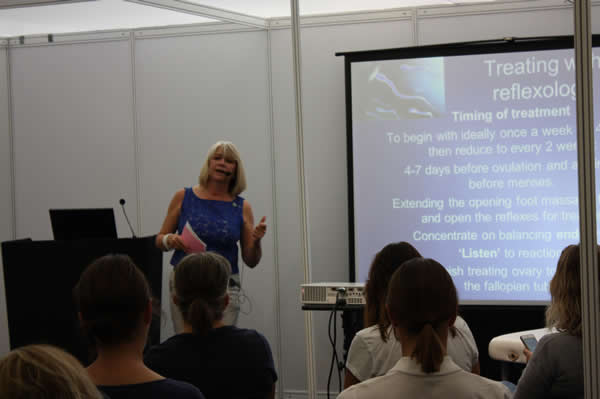 Julie Quinn Lecturing about Reflexology