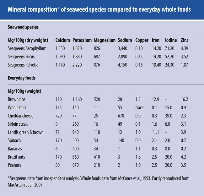 Seagreens Mineral Composition