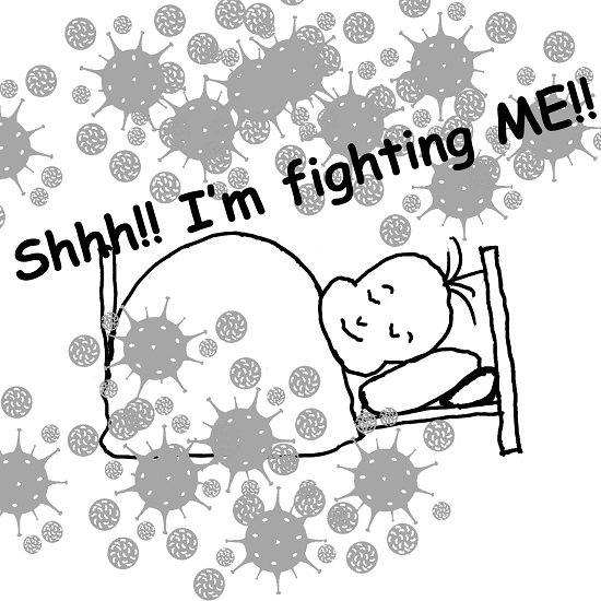 Nancy Blake 236 ME-CFS Cartoon child-Immune Cells