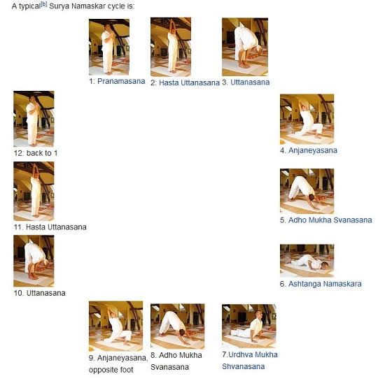 Typical Surya Namaskar Cycle