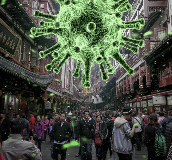 Coronavirus Over Chinese Street