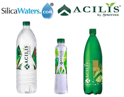 3 Products + Silica Waters and Acilis Logos