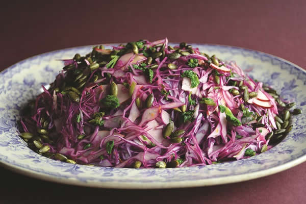 Alexanders and Red Cabbage Slaw