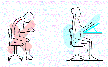 seated posture, good and poor