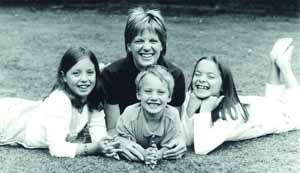 Elizabeth Irvine - Author with her three children. Left to right: Allie, Sam and Sarah.