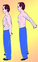 Opening the Chest. Rise up slowly on your toes with hands clasped behind your back. Exhale and return to standing position