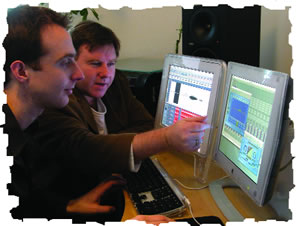 Geoff and Simon editing the Audio Courses