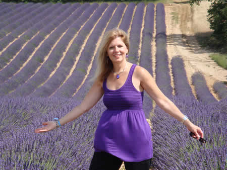 The author in a lavender field