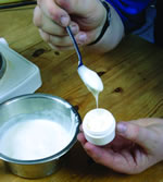 Pouring the cream into jars