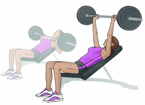 An isotonic strengthening exercise: incline barbell press