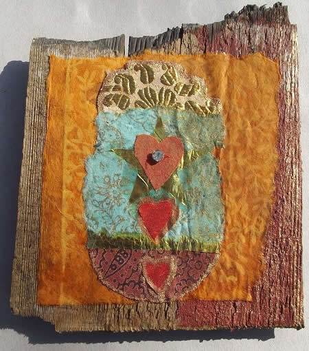 A characteristic piece of Heidi's art work using reclaimed material