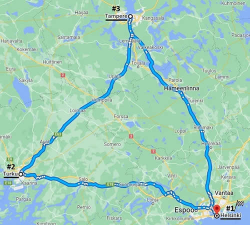 Map of Tour of Finland