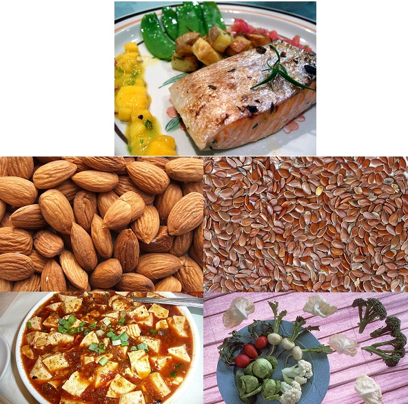 Oily Fish, Almonds, Flax Seeds, Tofu and Cruciferous Vegetables